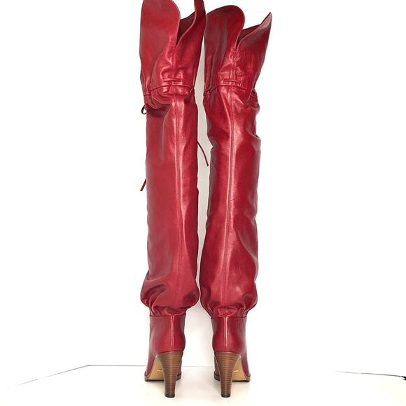 NIB Gucci Slouch Over the Knee Red Leather Boots 36.5 - Picture 5 of 10